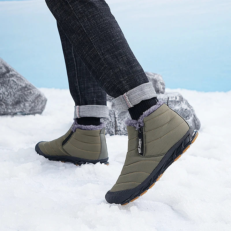 Women's Warm Fleece Non-slip Ankle Boots, Comfy Outdoor Hiking Lined Trekking Barefoot Shoes
