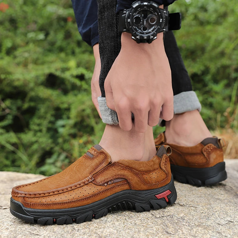 Men's Orthopedic Slip-on Walking Shoes, Premium Leather Non-slip Loafers