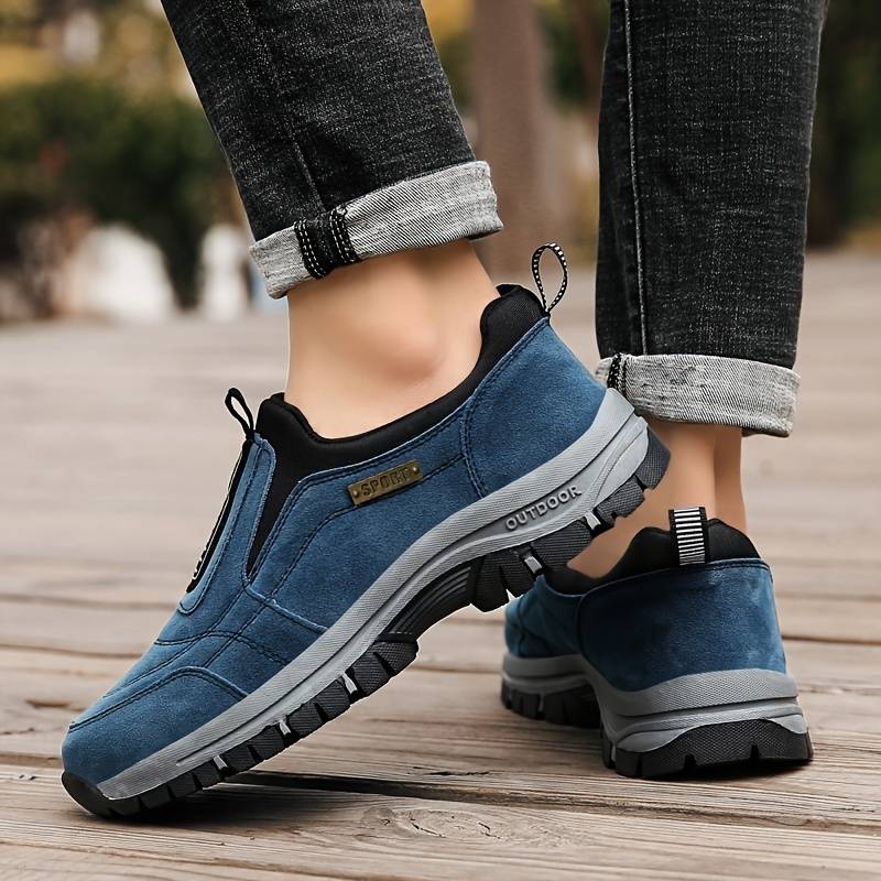 Men's Outdoor Lightweight Non-slip Walking Shoes, Slip On Hiking Shoes Sneakers