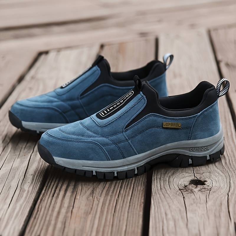 Men's Outdoor Lightweight Non-slip Walking Shoes, Slip On Hiking Shoes Sneakers